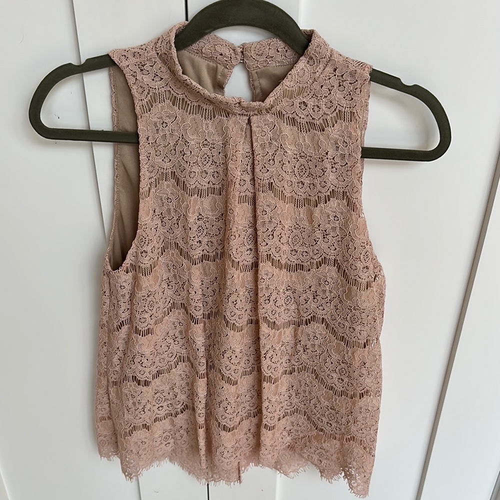 Love Fire Pink Lace Sleeveless Blouse Size S
